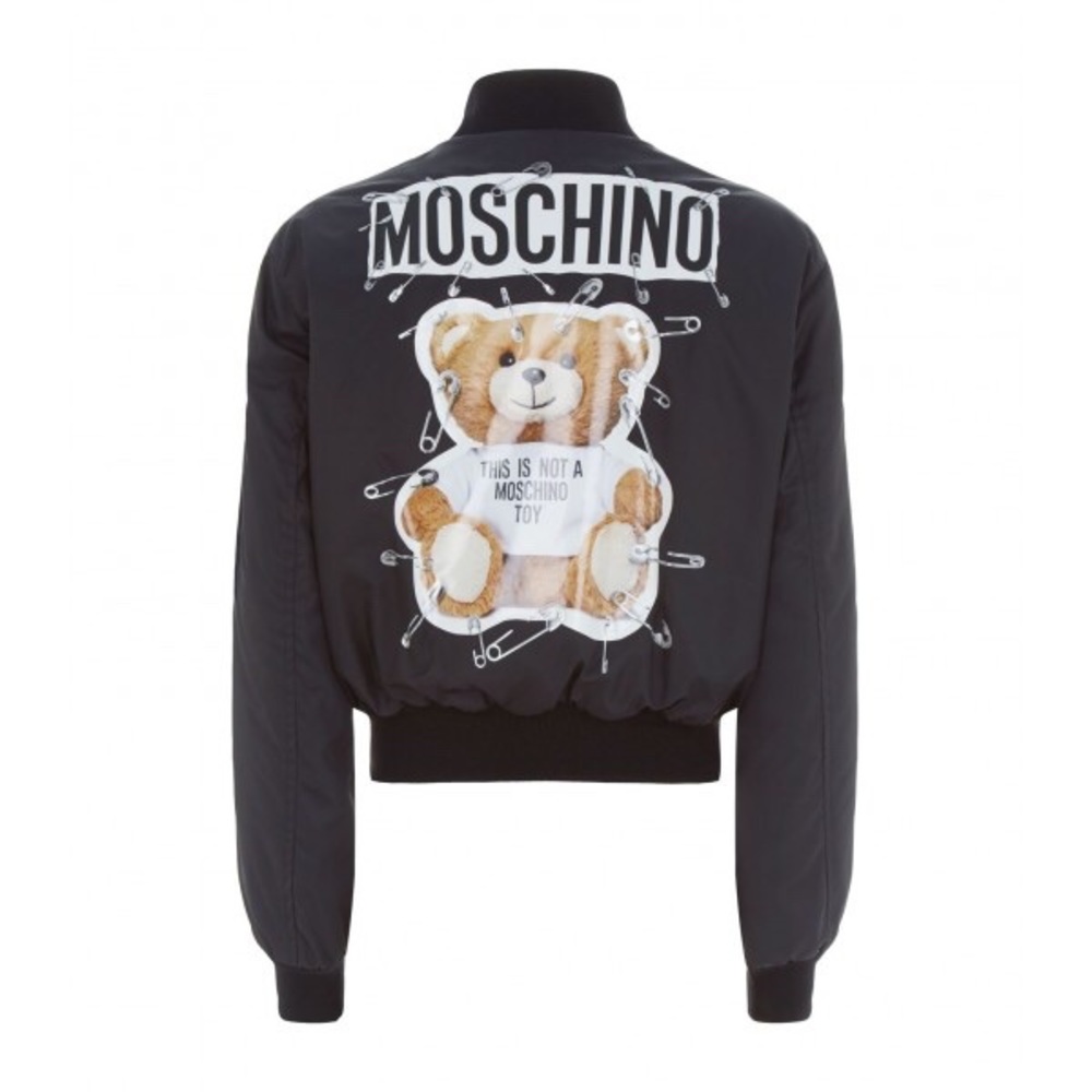Brand New MOSCHINO SAFETY PIN BEAR BOMBER JACKET